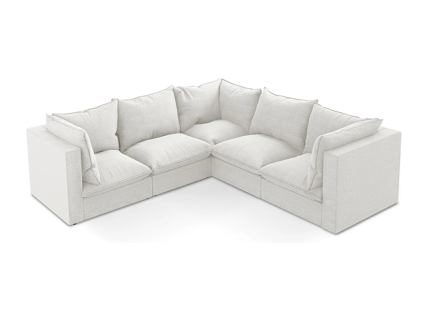 Canapé d'angle 4 places modulaire en tissu bouclette - blanc - MANAO