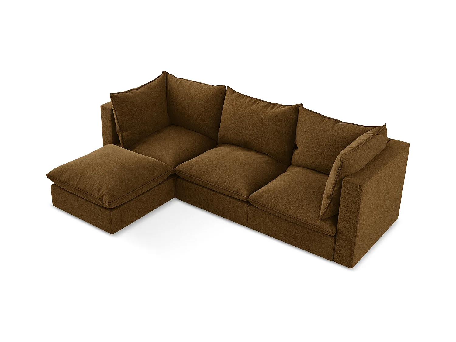 Modulaire hoekbank links van mosterd velours - MANAO