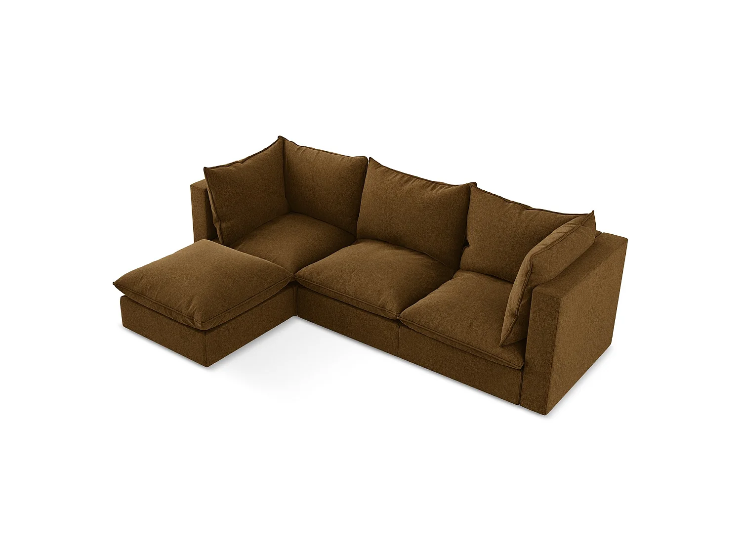 3-Sitzer Modulares Ecksofa - Ecke Links - Samt - Senf - RAVENNA