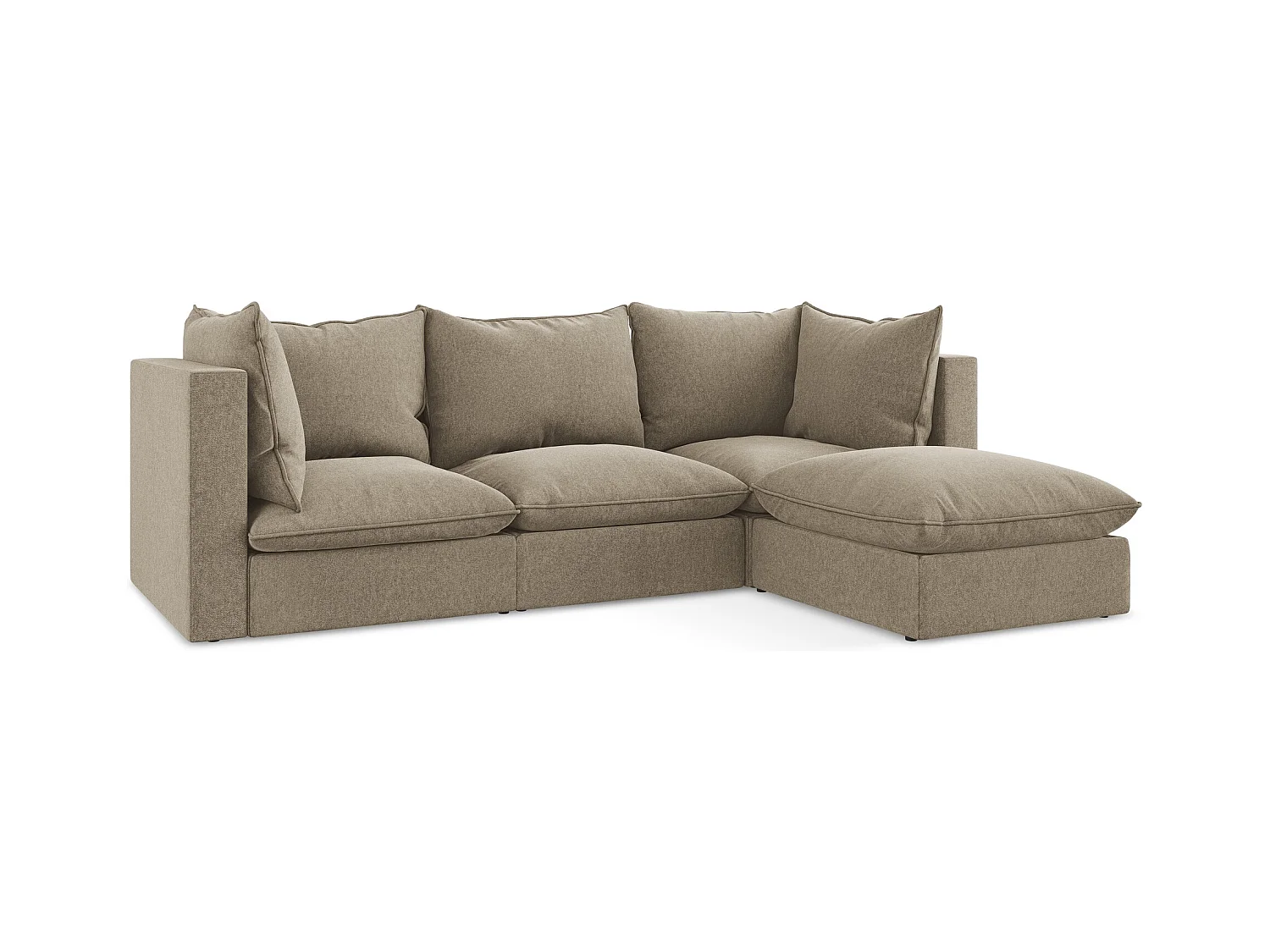 Canapé d'angle 3 places modulaire droit en velours - beige - MANAO