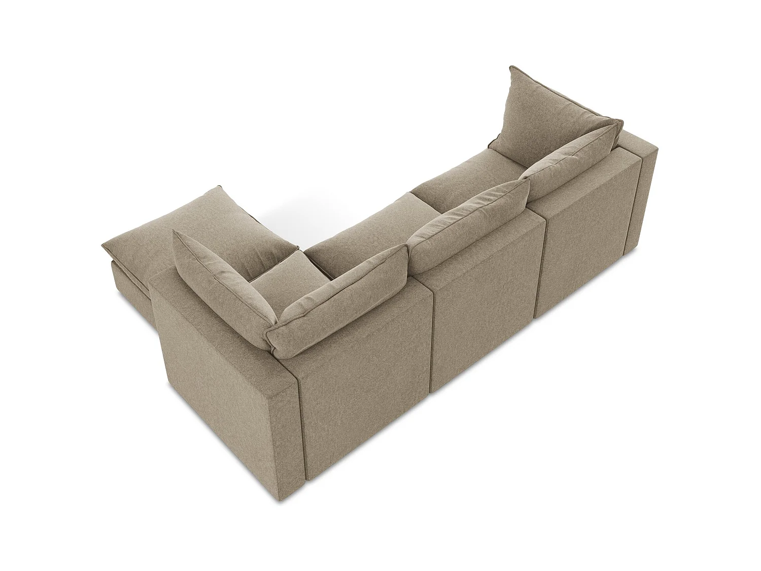 Canapé d'angle 3 places modulaire droit en velours - beige - MANAO