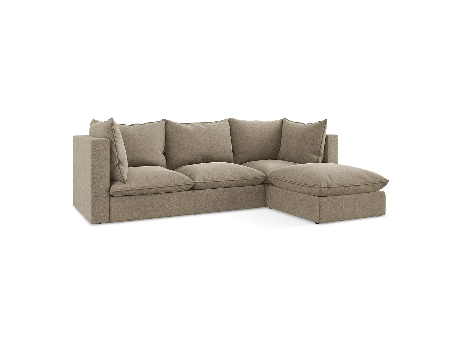 Canapé d'angle 3 places modulaire droit en velours - beige - RAVENNA