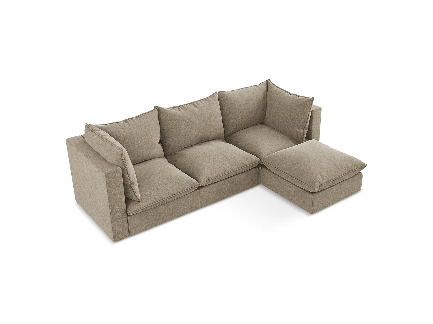 Canapé d'angle 3 places modulaire droit en velours - beige - RAVENNA