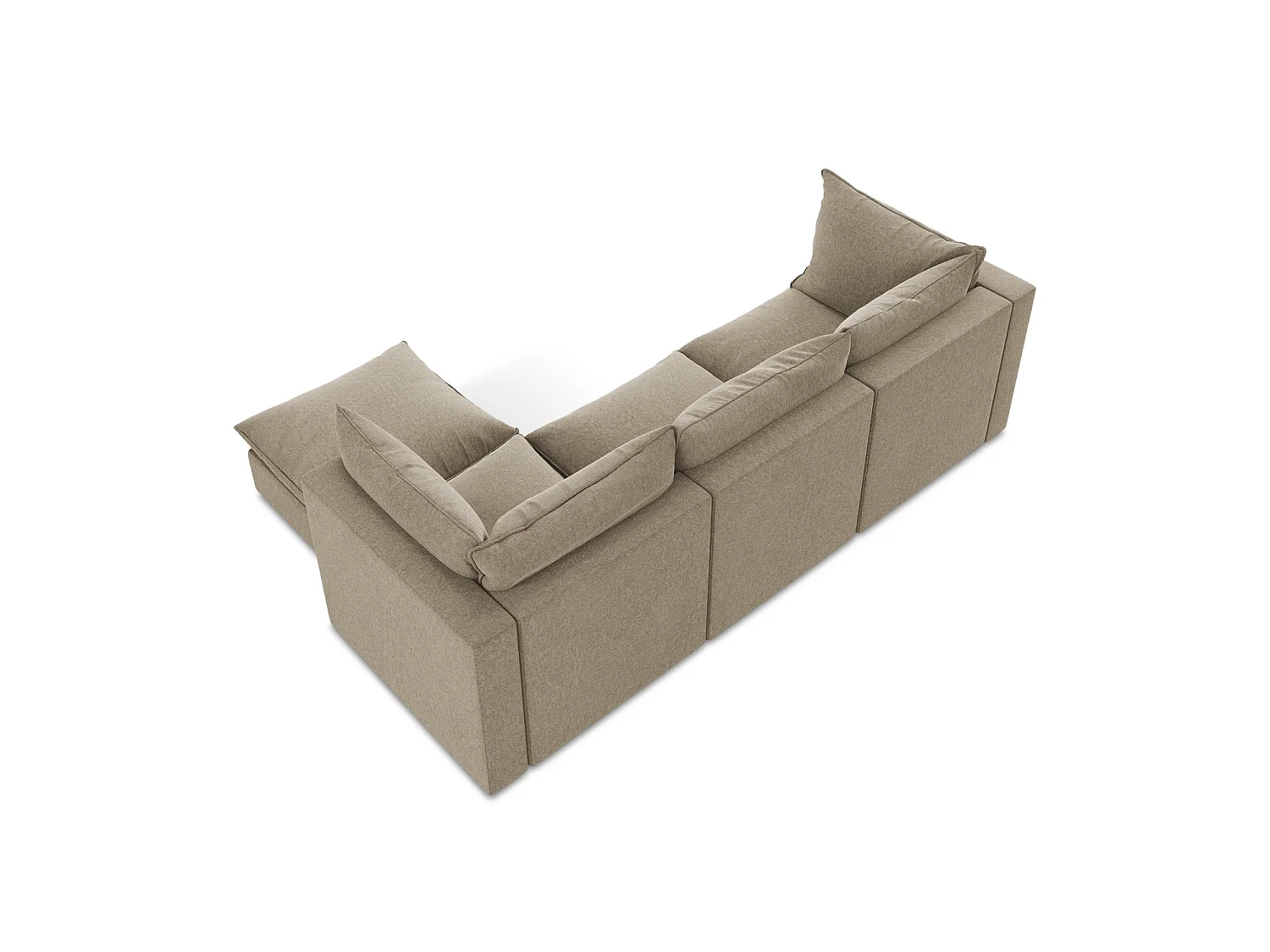 Canapé d'angle 3 places modulaire droit en velours - beige - RAVENNA