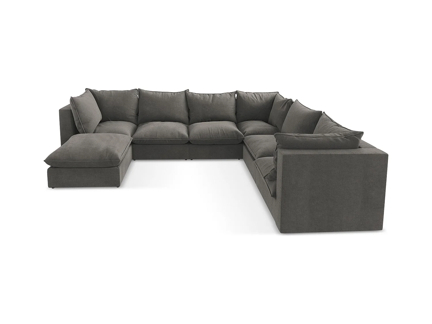 Canapé panoramique 5 places modulaire en tissu texturé - gris foncé - MANAO