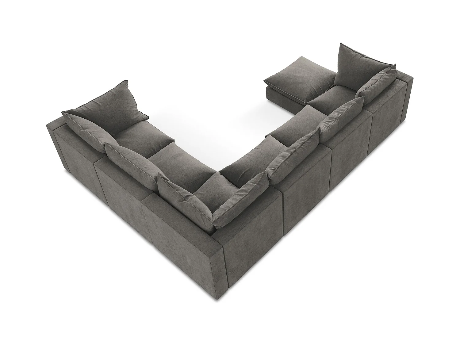 Canapé panoramique 5 places modulaire en tissu texturé - gris foncé - MANAO