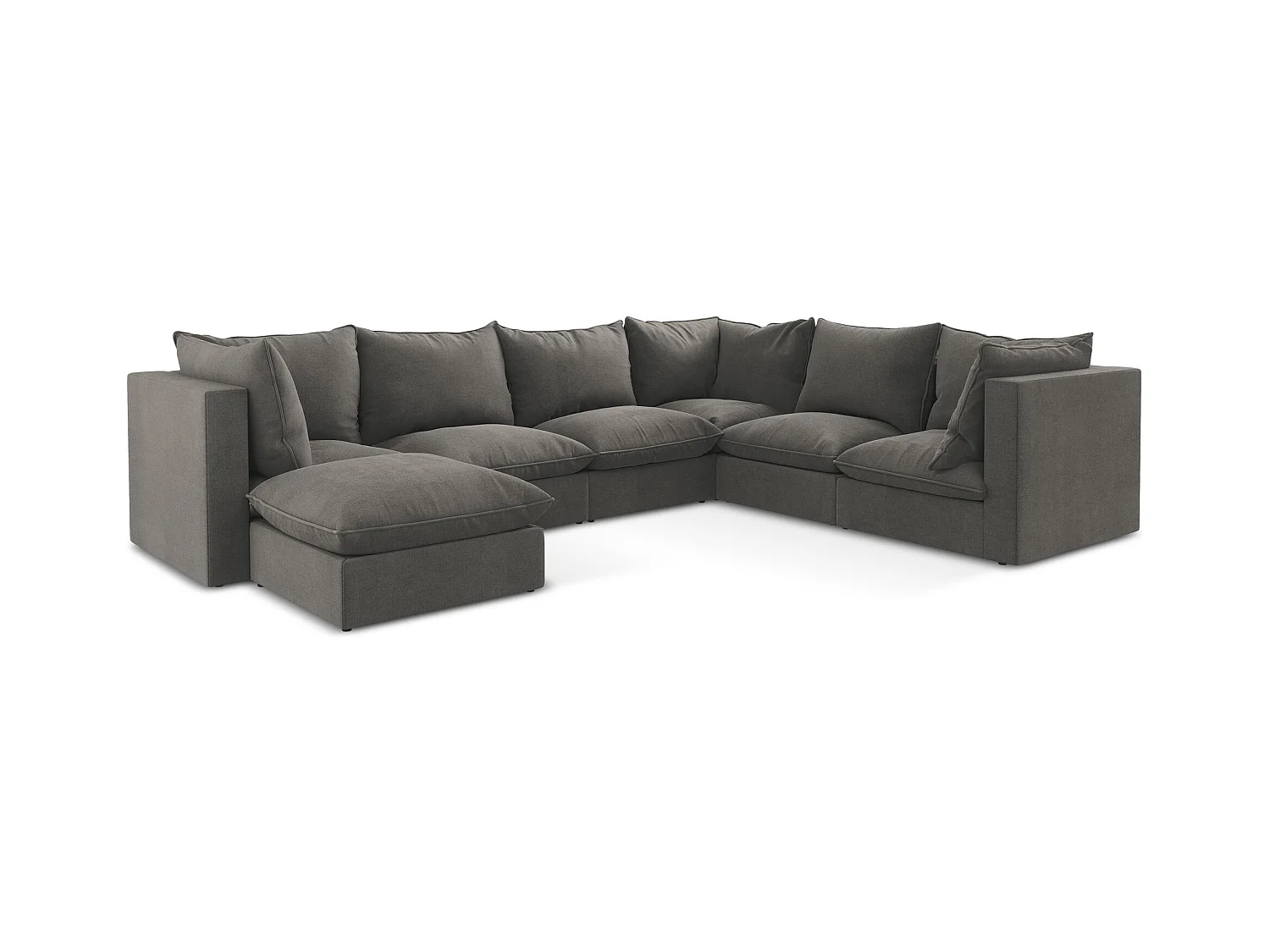 Modulares Wohnlandschaft - / - Strukturstoff - Dunkelgrau - MANAO