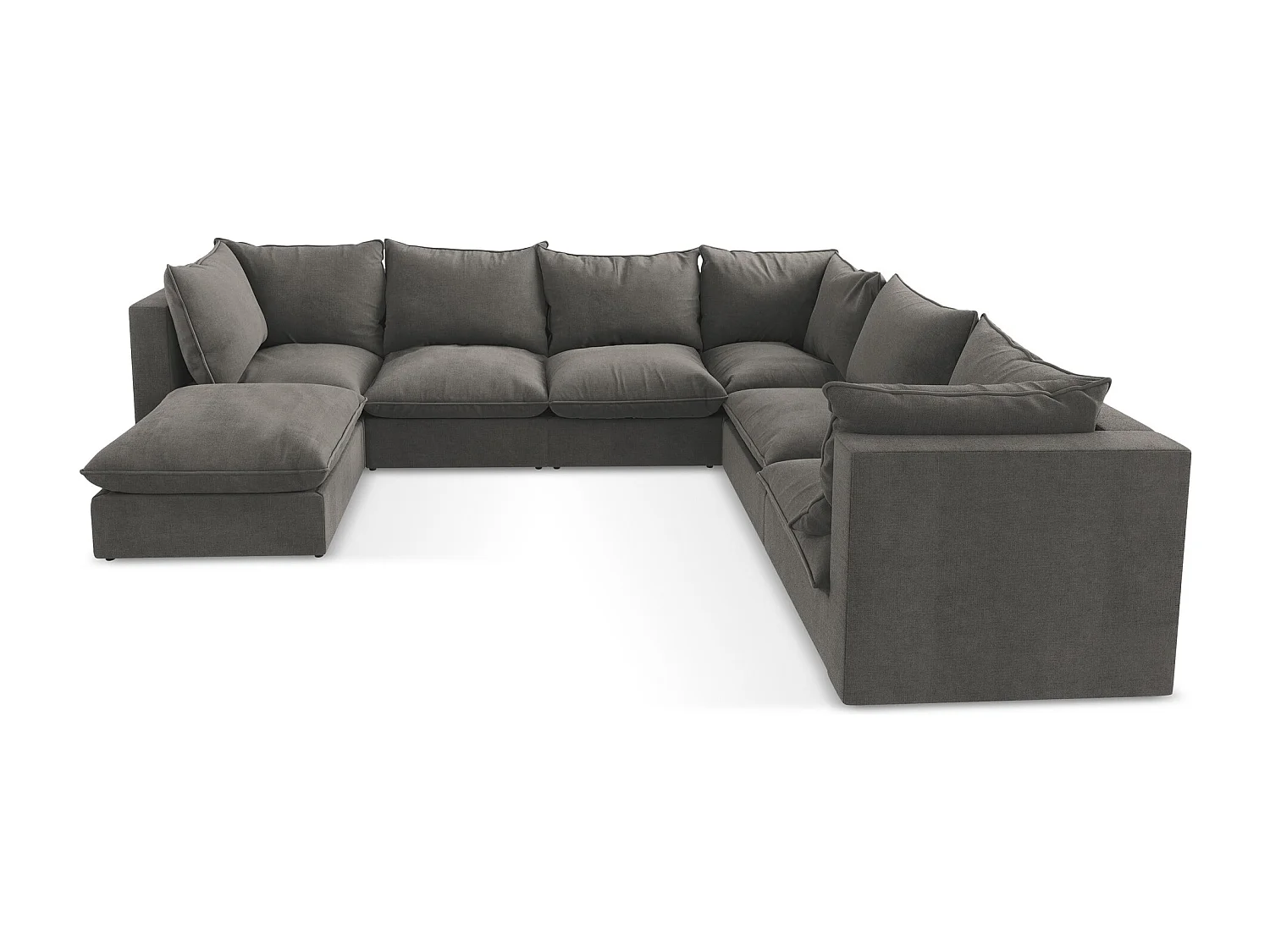 Canapé panoramique 5 places modulaire en tissu texturé - gris foncé - MANAO