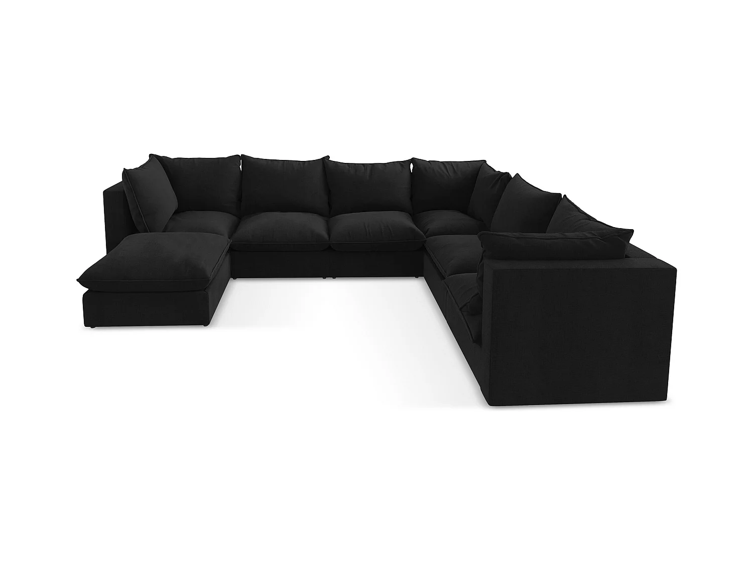 Sofa modułowa panoramiczna - z tkaniny strukturalnej - czarny - MANAO