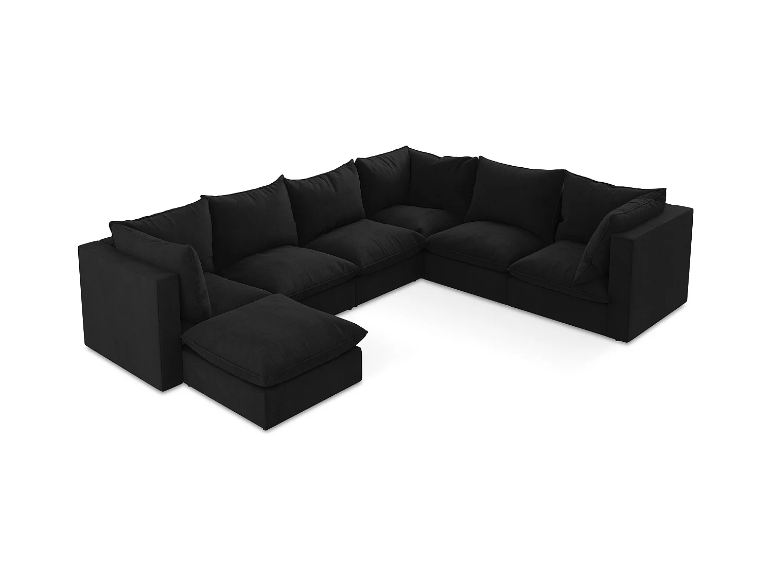 Sofa modułowa panoramiczna - z tkaniny strukturalnej - czarny - MANAO