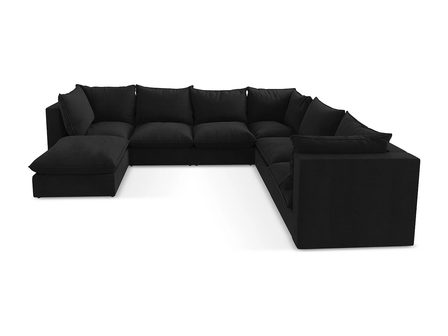 Canapé panoramique 5 places modulaire en tissu texturé - noir - MANAO