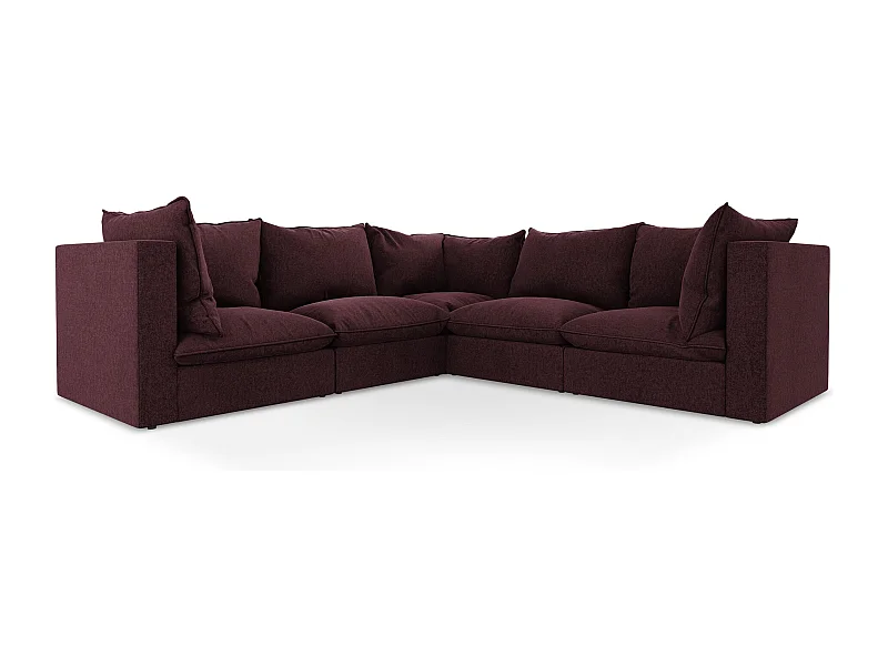 Modulaire hoekbank van bourgondië velours - MANAO