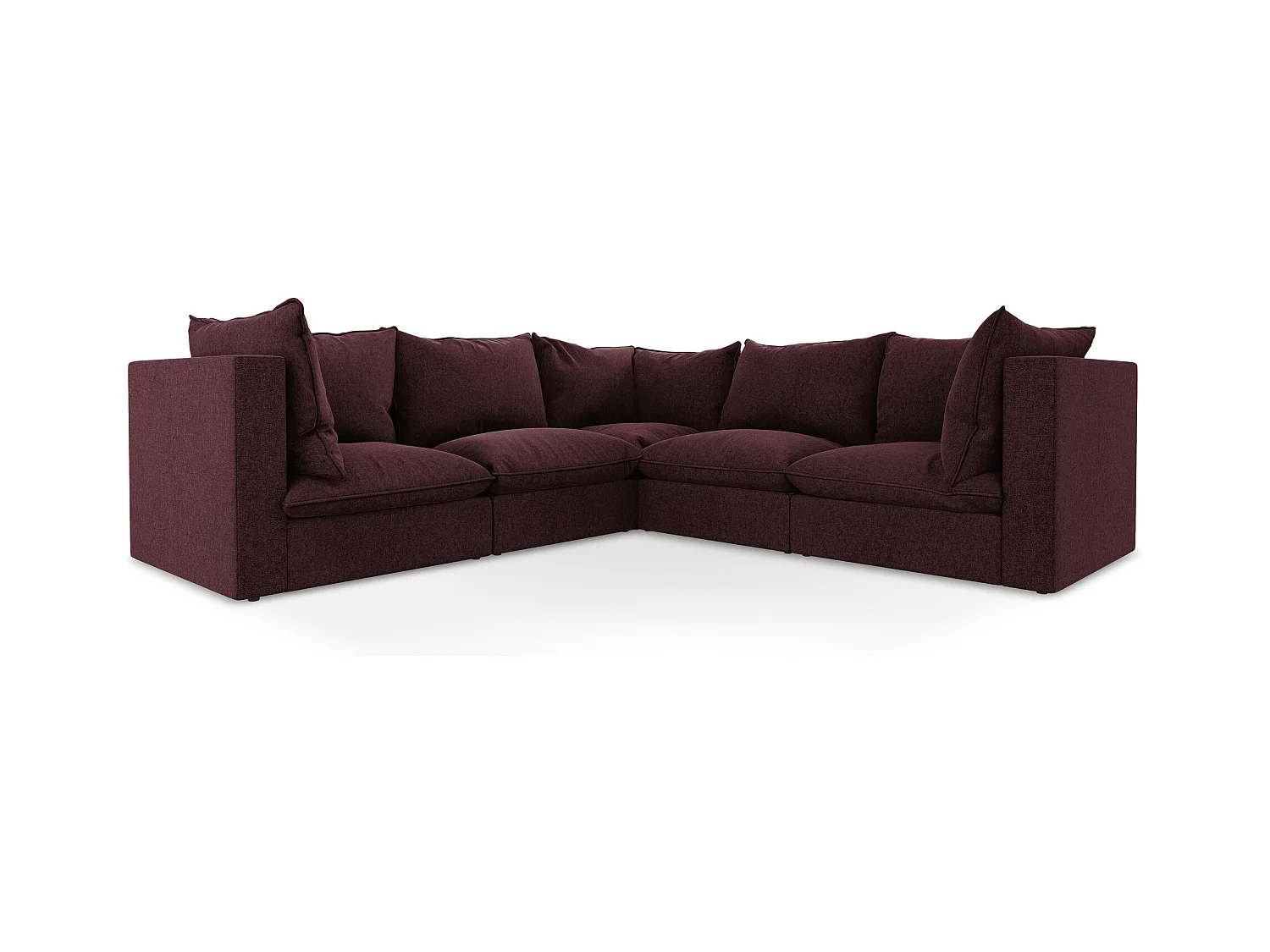Modulares Ecksofa - - Samt - Burgund - MANAO