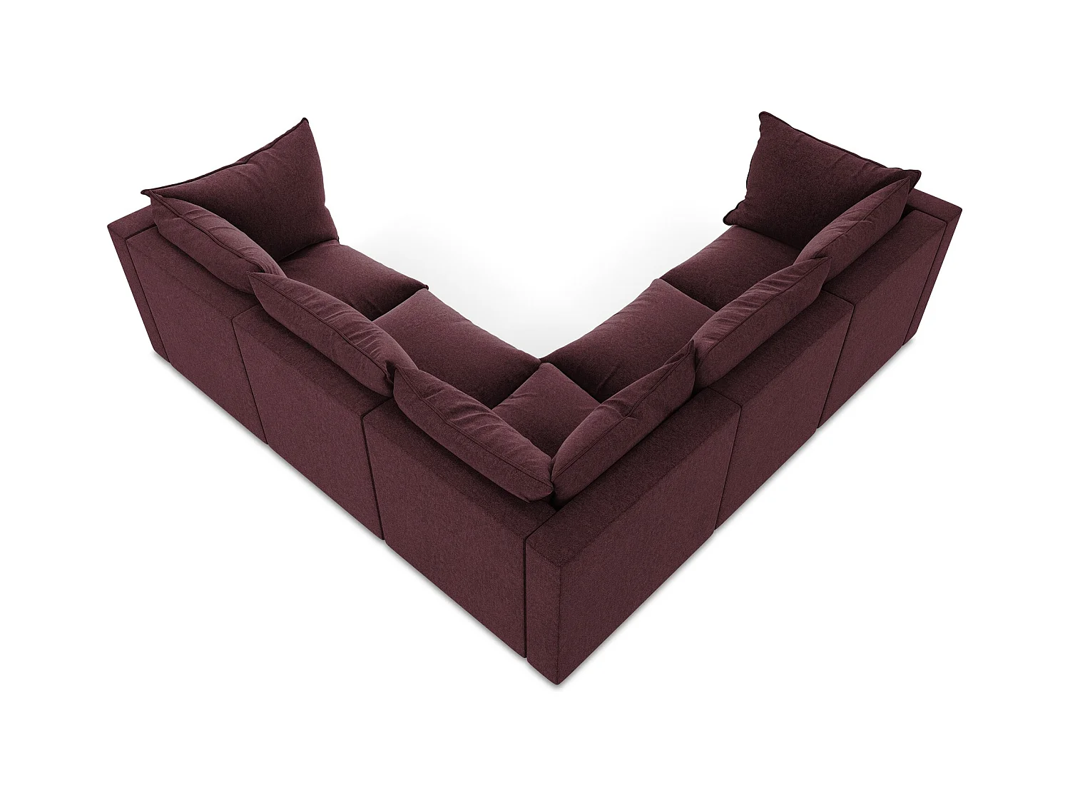 Canapé d'angle 4 places modulaire en velours - bourgogne - MANAO