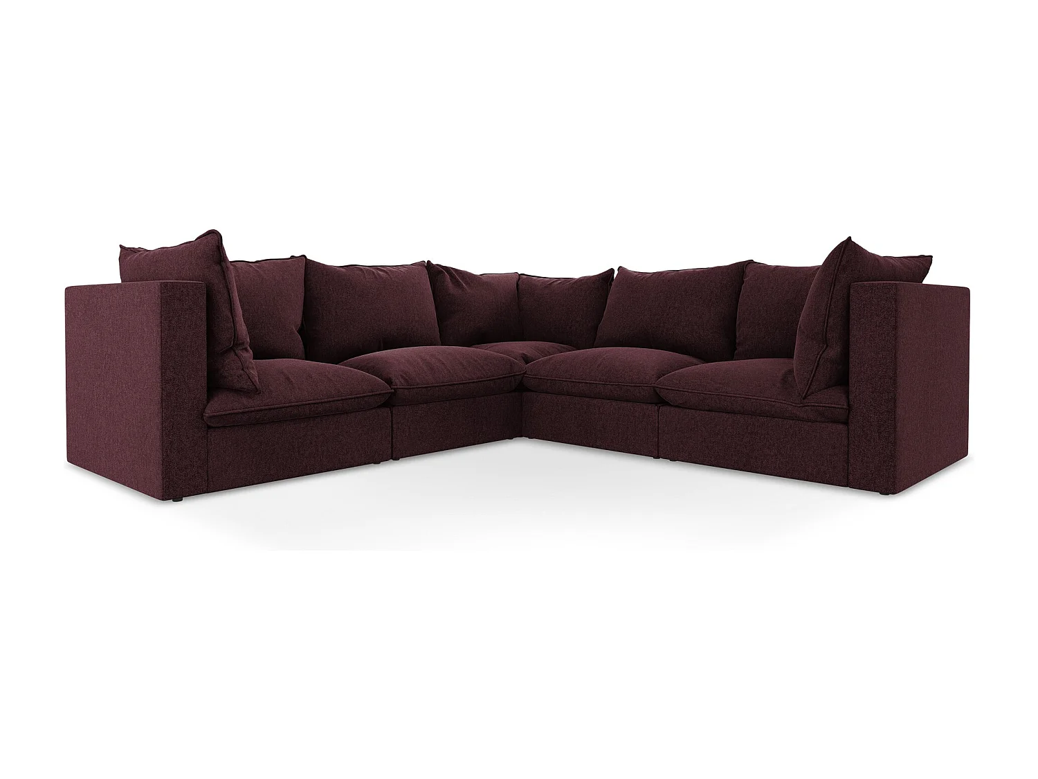 Modulares Ecksofa - - Samt - Burgund - MANAO