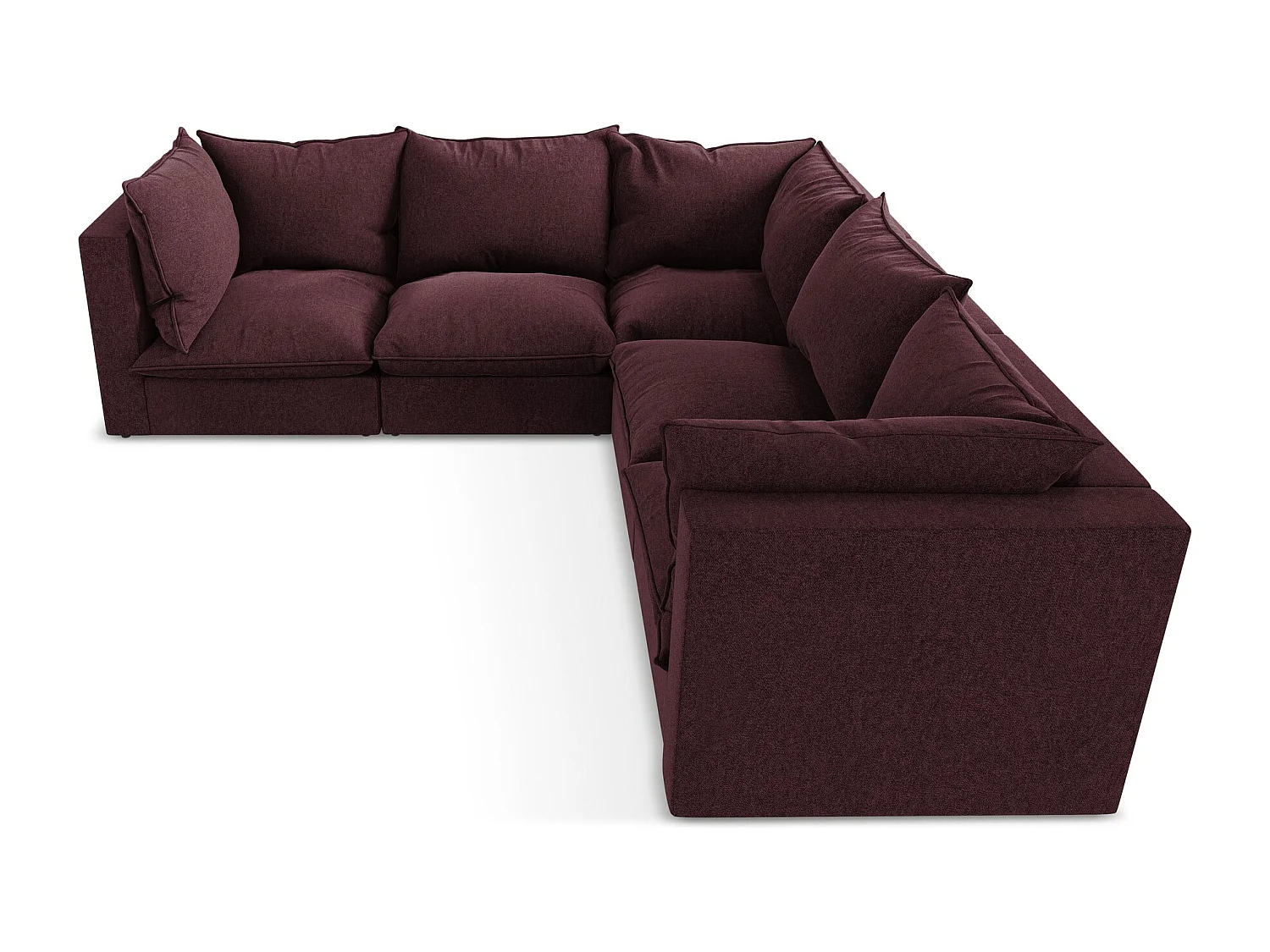 Modulares Ecksofa - - Samt - Burgund - MANAO
