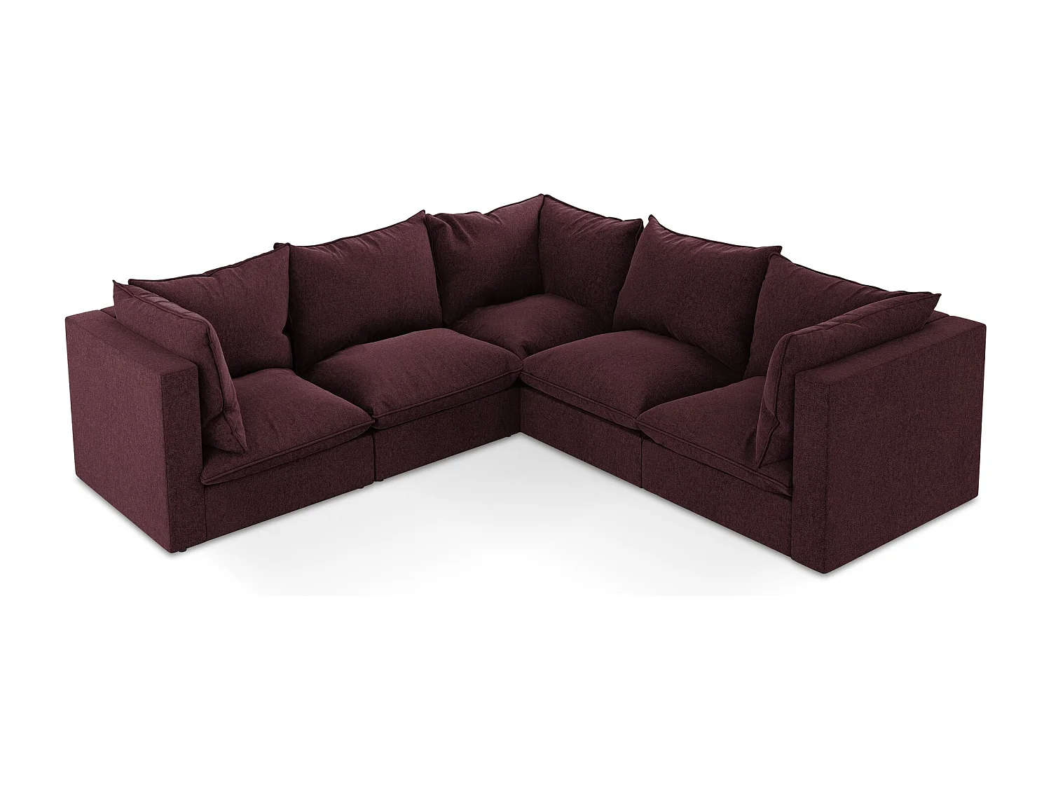 Modulares Ecksofa - - Samt - Burgund - MANAO