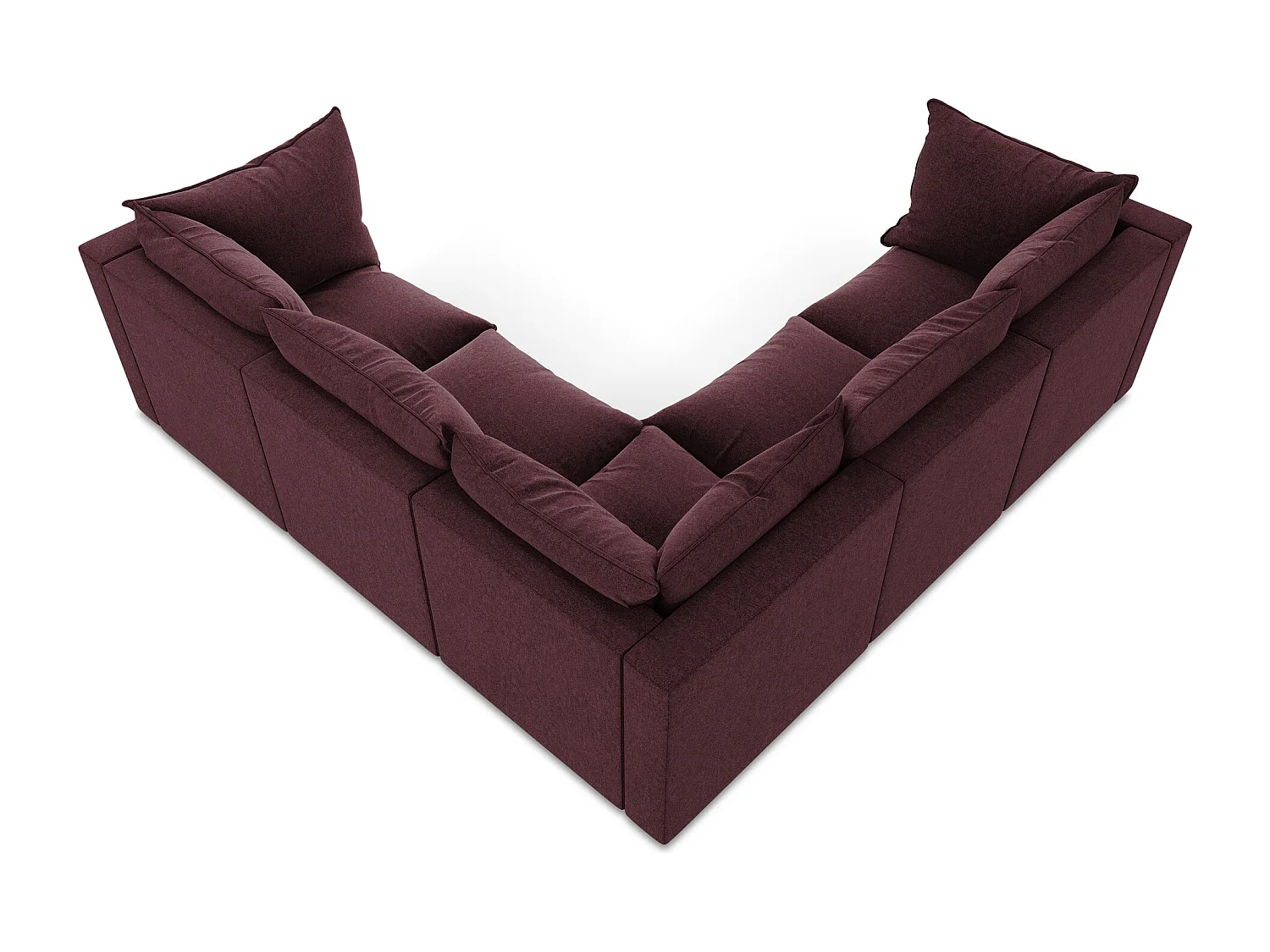 Modulares Ecksofa - - Samt - Burgund - MANAO