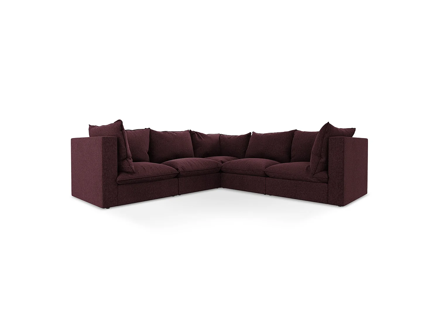 Modulares Ecksofa - - Samt - Burgund - RAVENNA