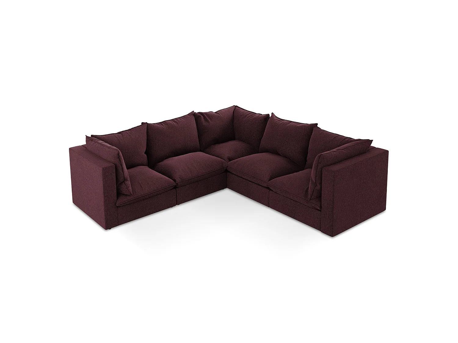 Modulares Ecksofa - - Samt - Burgund - RAVENNA