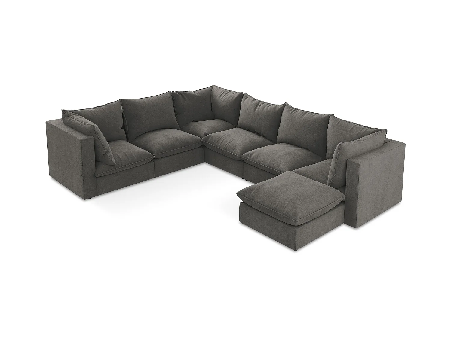 Modulaire panoramische bank van donkergrijs textuurstof - MANAO