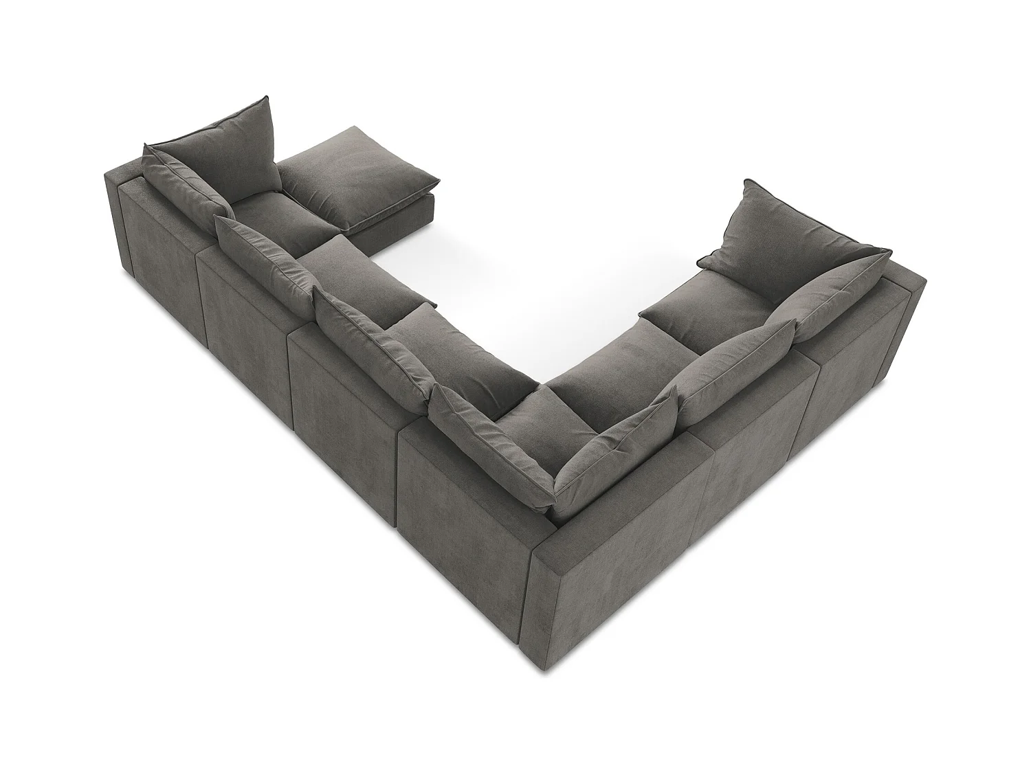 Sofa modułowa panoramiczna - z tkaniny strukturalnej - ciemny szary - MANAO