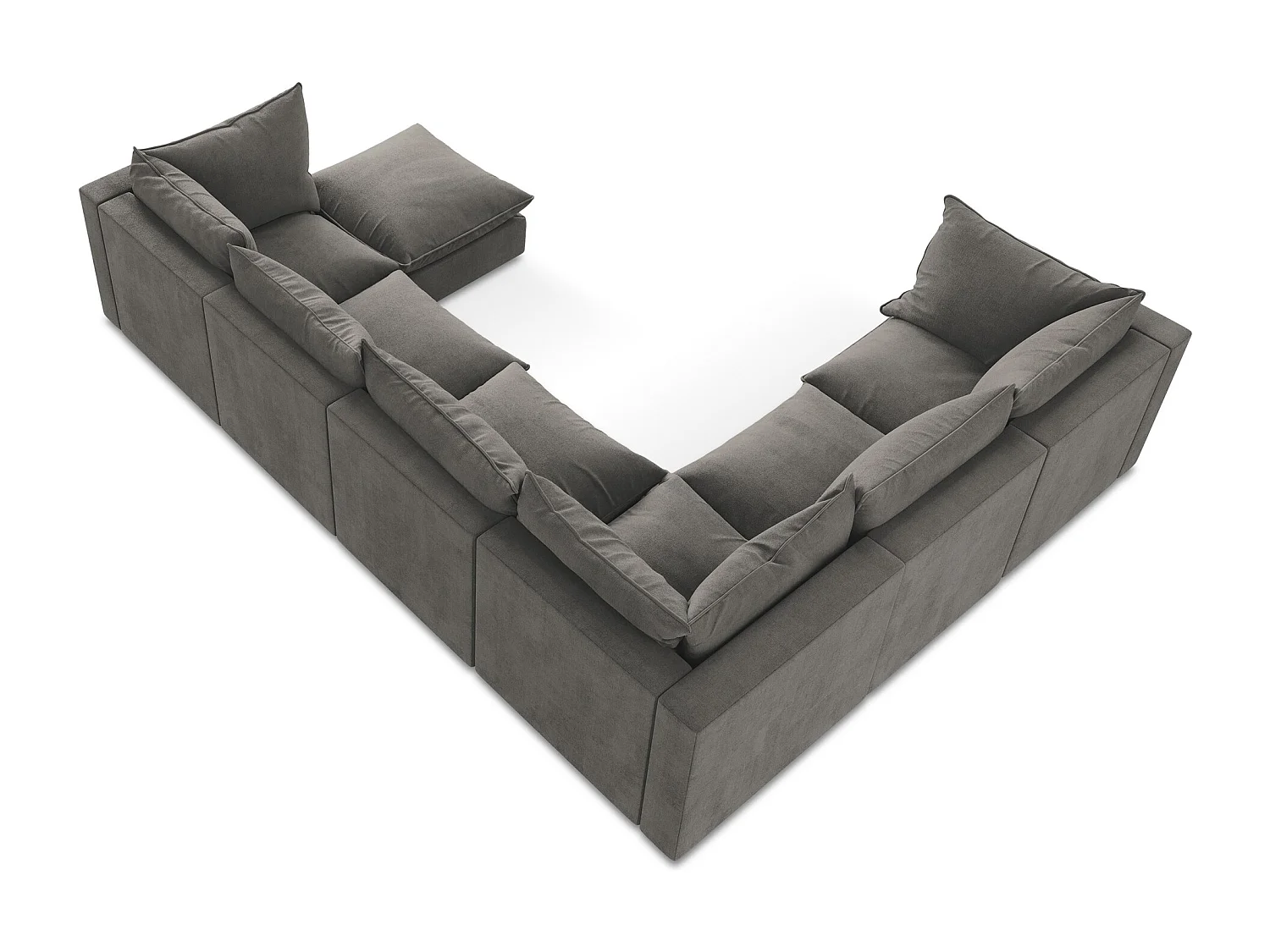 Canapé panoramique 5 places modulaire en tissu texturé - gris foncé - MANAO