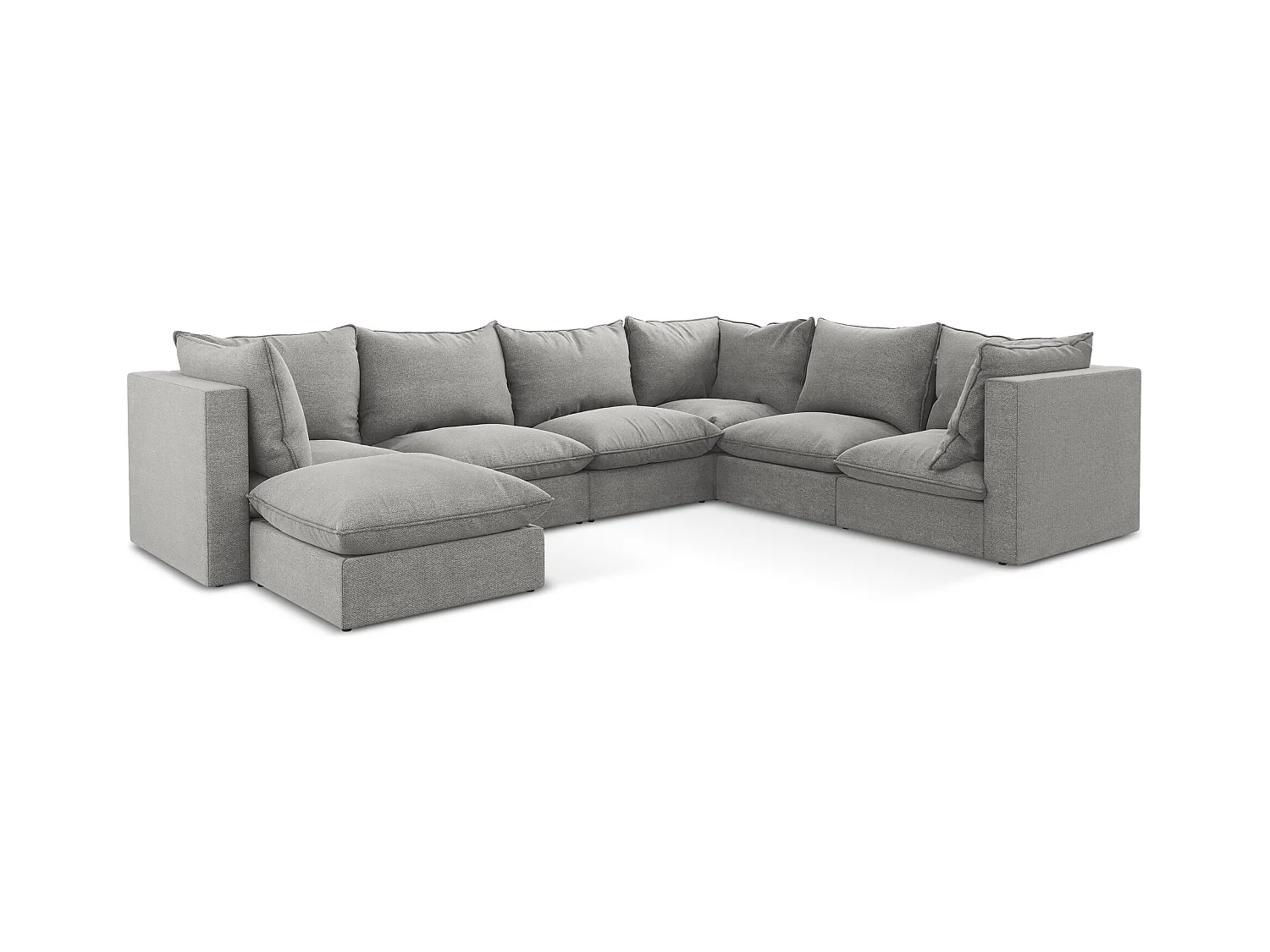 Modulares Wohnlandschaft - / - Bouclé - Hellgrau - MANAO