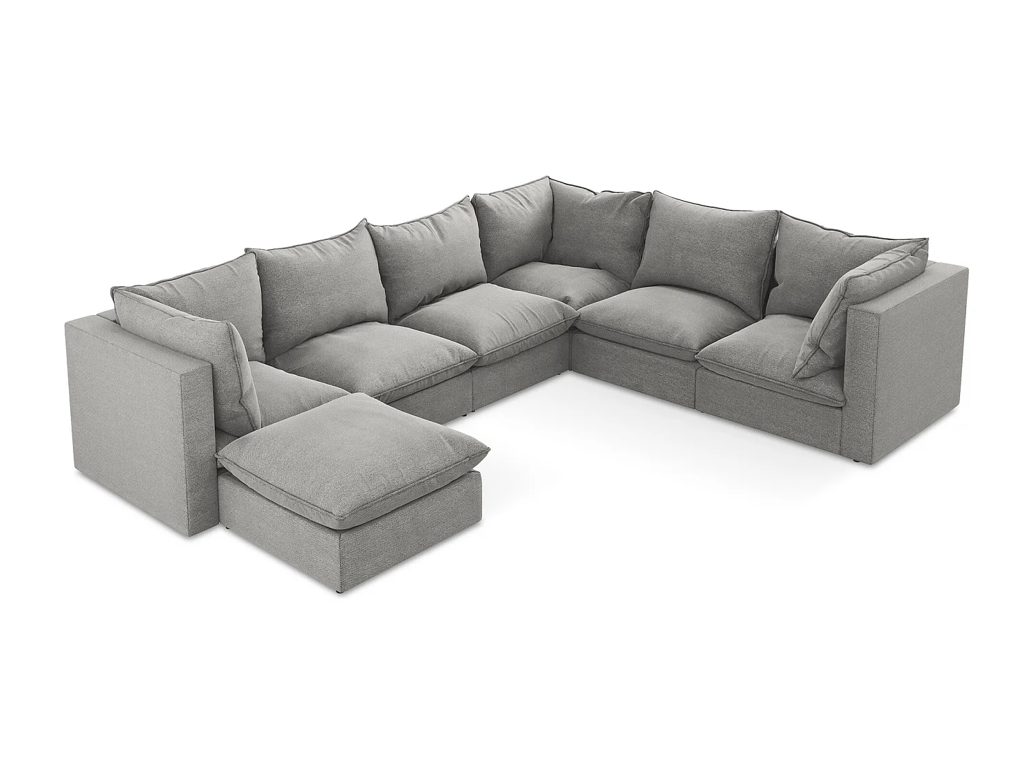 Modulaire panoramische bank van lichtgrijs bouclé - MANAO