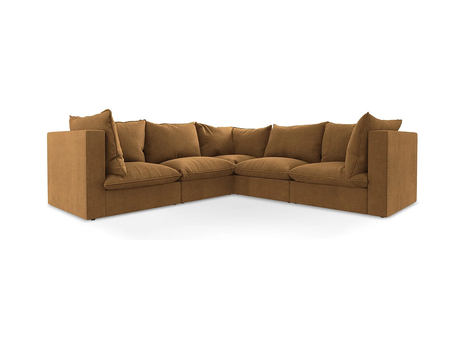 Modulares Ecksofa - - Strukturstoff - Terrakotta - MANAO