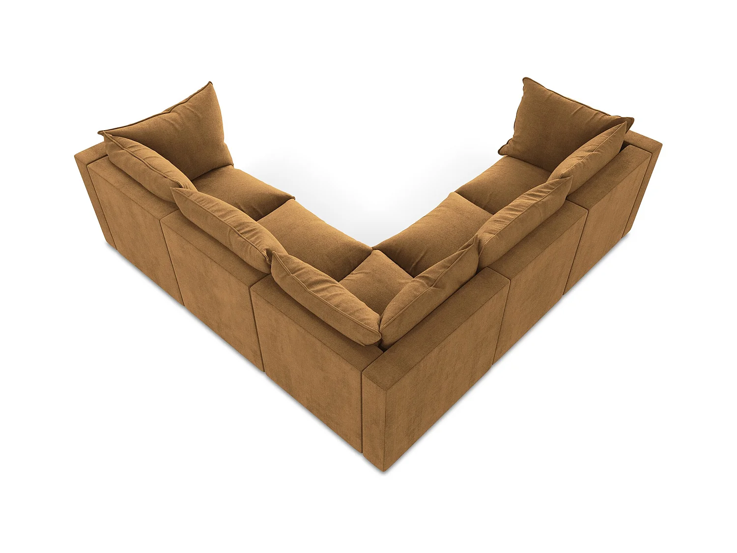 Canapé d'angle 4 places modulaire en tissu texturé - terre cuite - MANAO