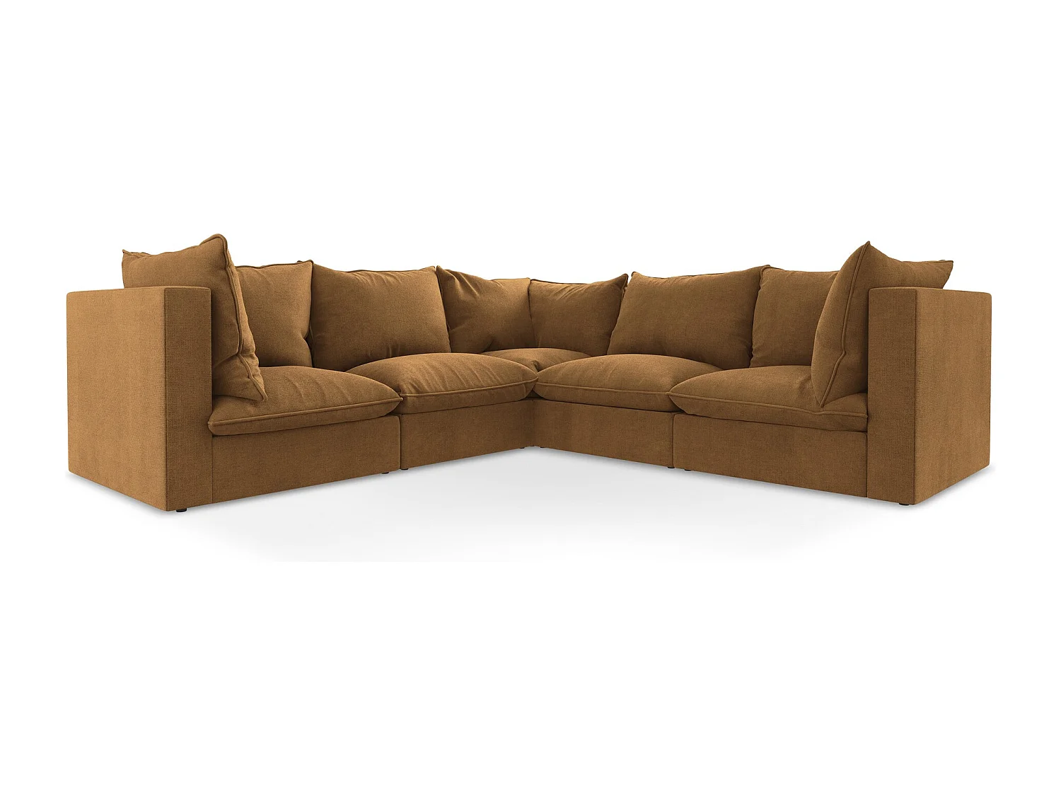 Modulares Ecksofa - - Strukturstoff - Terrakotta - MANAO