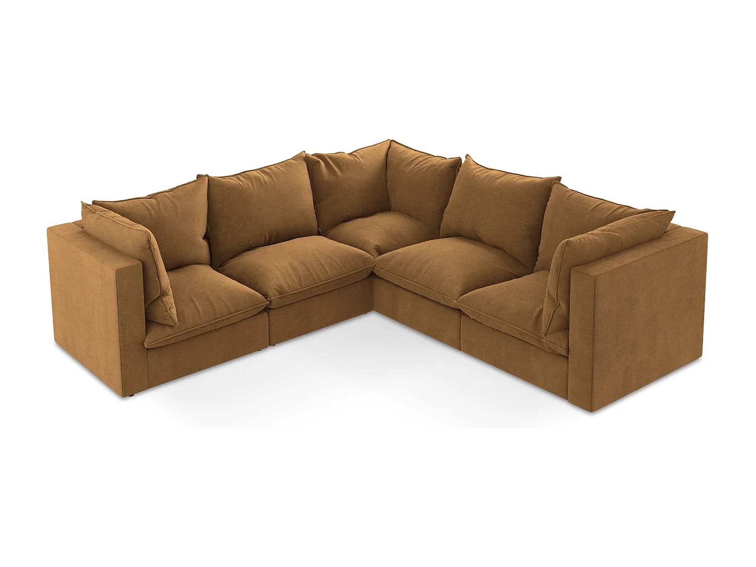 Modulares Ecksofa - - Strukturstoff - Terrakotta - MANAO