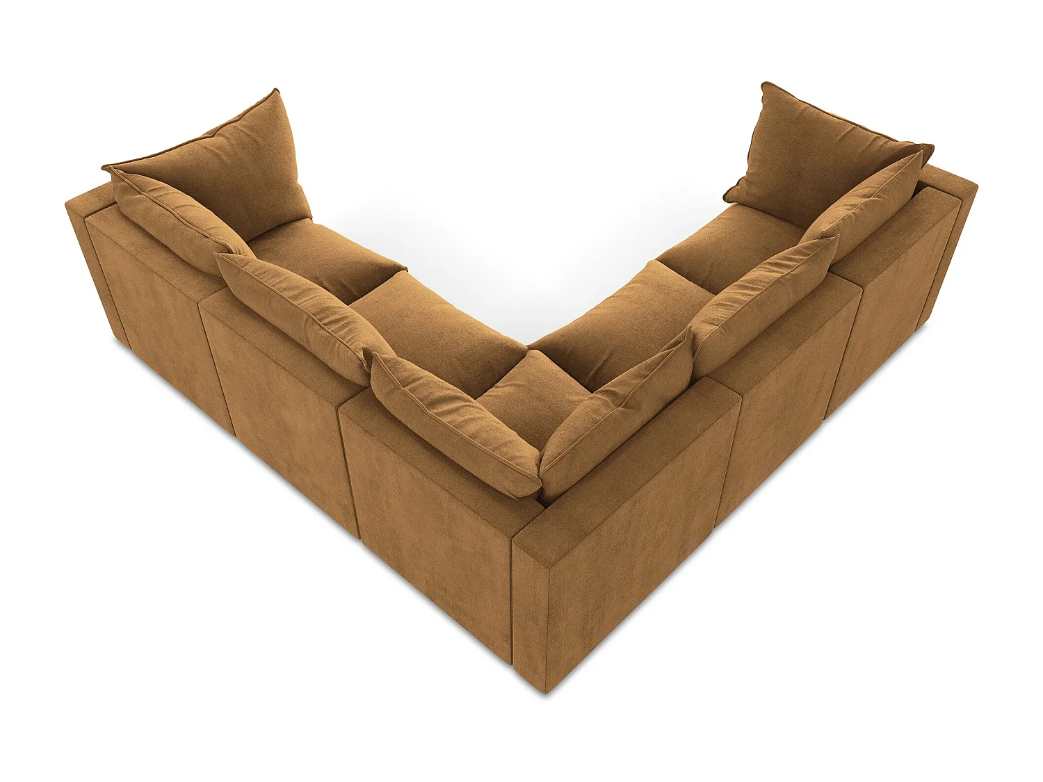 Canapé d'angle 4 places modulaire en tissu texturé - terre cuite - MANAO