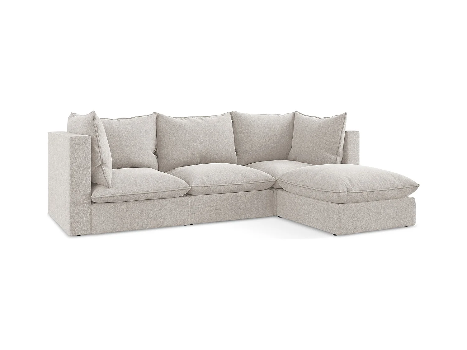3-Sitzer Modulares Ecksofa - Ecke Rechts - Samt - Hell beige - MANAO