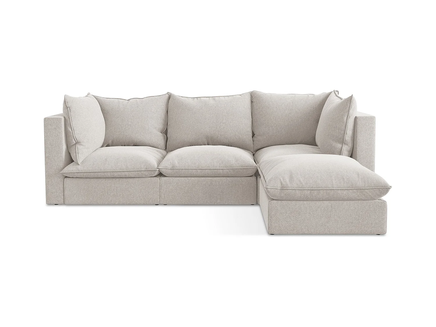 3-Sitzer Modulares Ecksofa - Ecke Rechts - Samt - Hell beige - MANAO