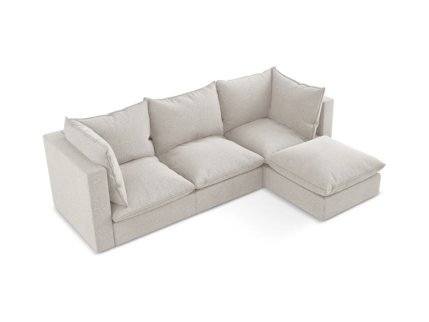 3-Sitzer Modulares Ecksofa - Ecke Rechts - Samt - Hell beige - MANAO