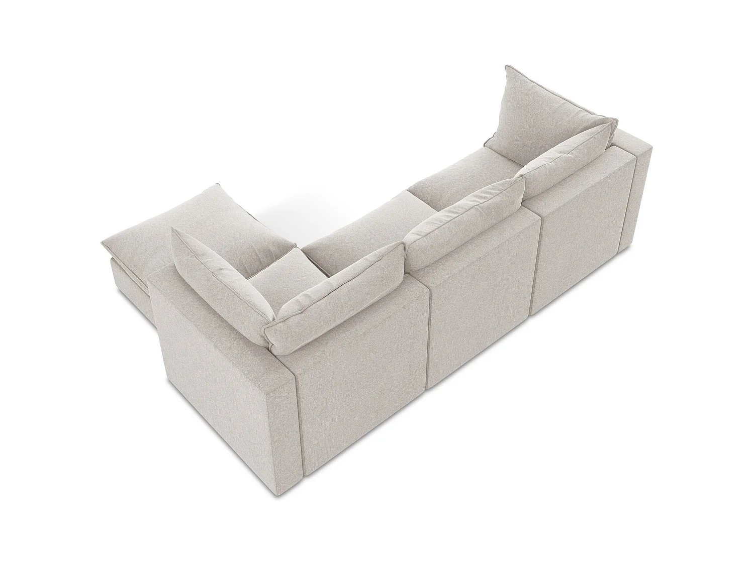 3-Sitzer Modulares Ecksofa - Ecke Rechts - Samt - Hell beige - MANAO