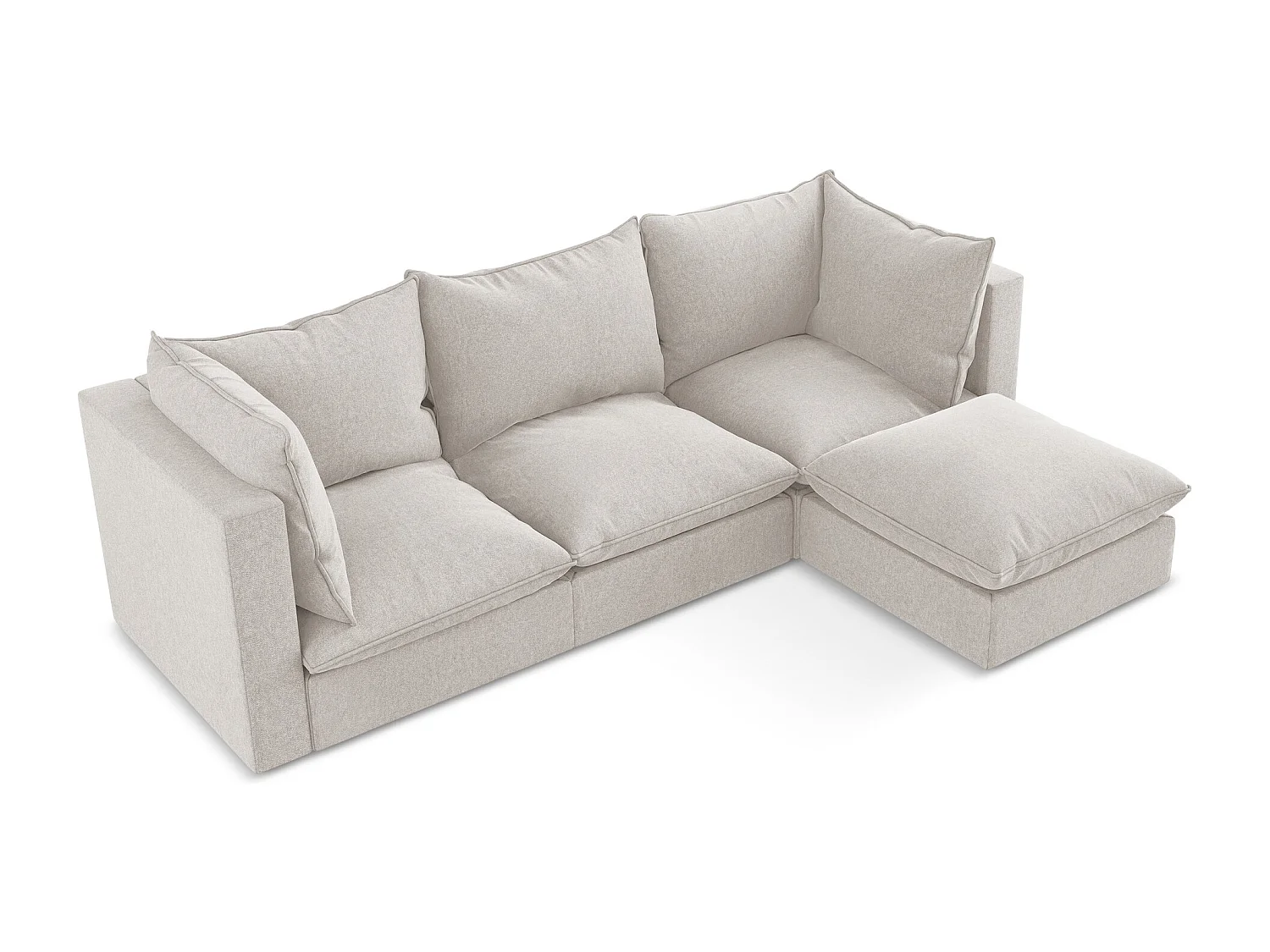 3-Sitzer Modulares Ecksofa - Ecke Rechts - Samt - Hell beige - MANAO