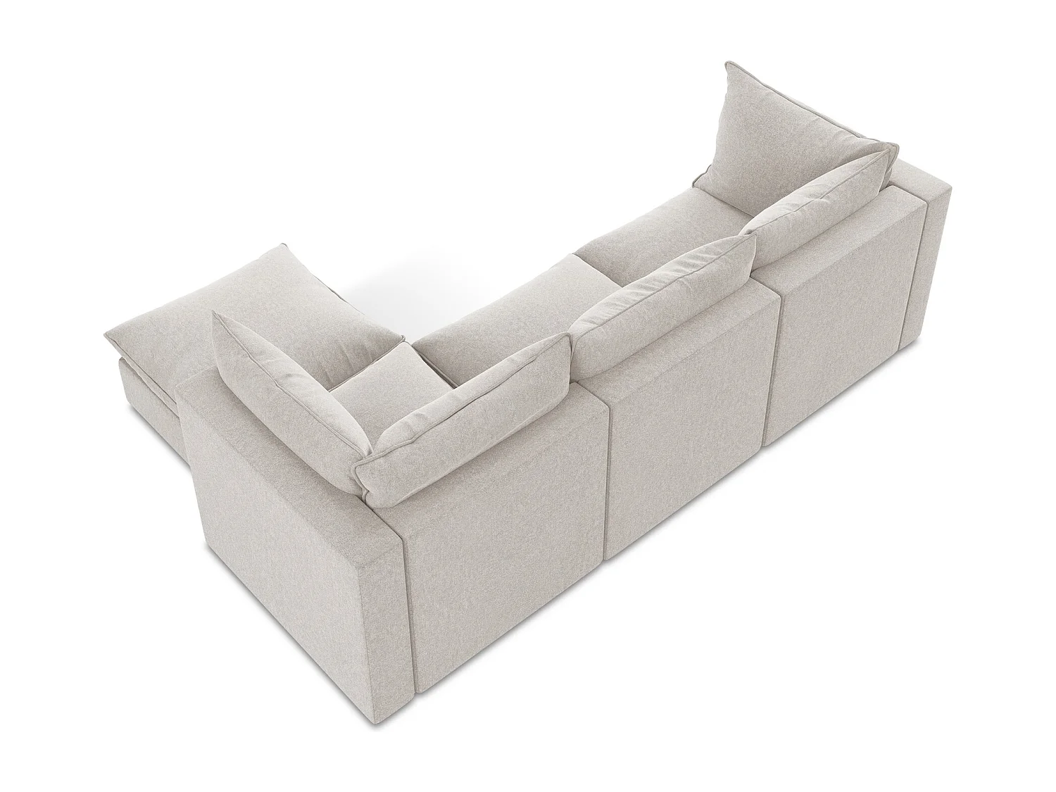 3-Sitzer Modulares Ecksofa - Ecke Rechts - Samt - Hell beige - MANAO