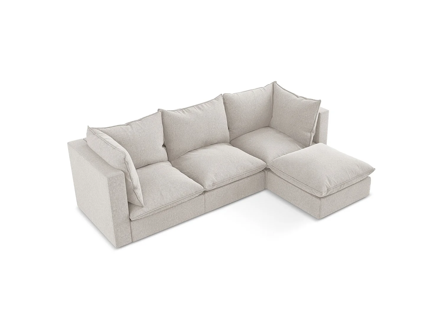 Canapé d'angle 3 places modulaire droit en velours - beige clair - RAVENNA