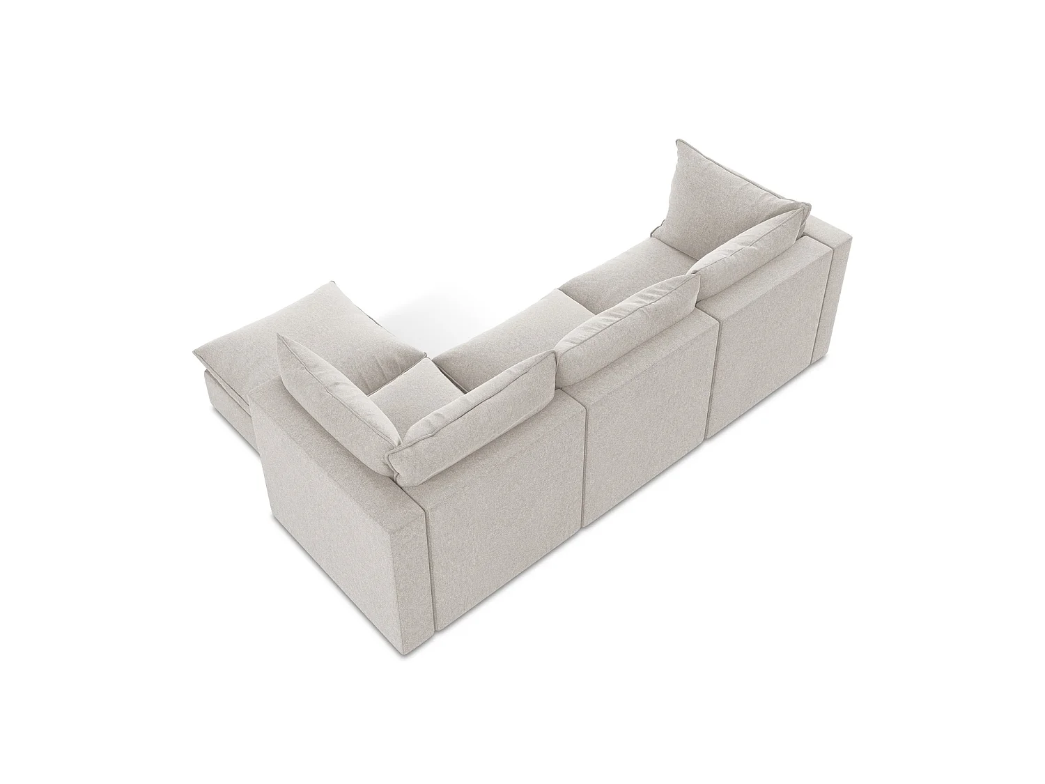 Canapé d'angle 3 places modulaire droit en velours - beige clair - RAVENNA