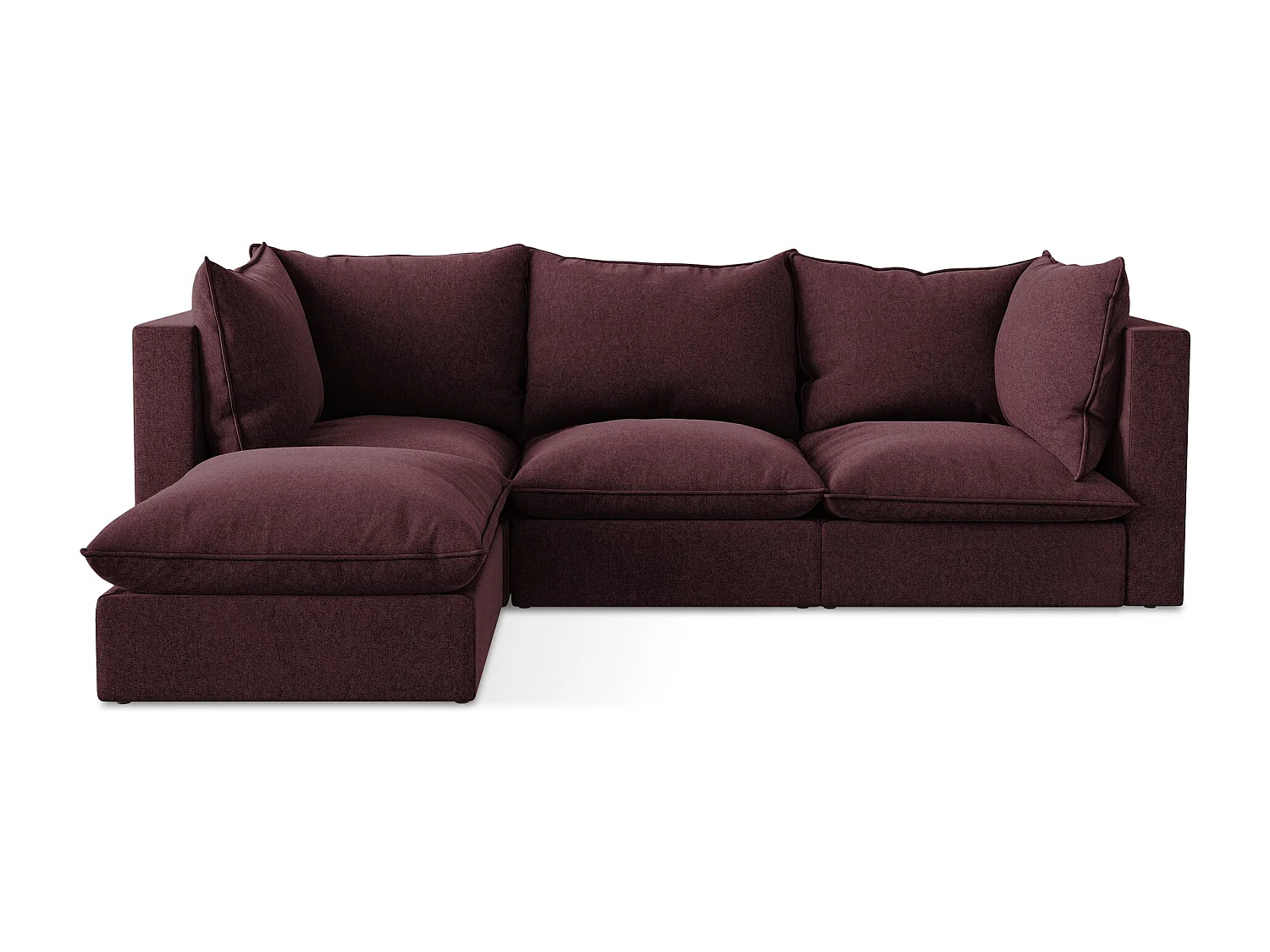 3-Sitzer Modulares Ecksofa - Ecke Links - Samt - Burgund - MANAO