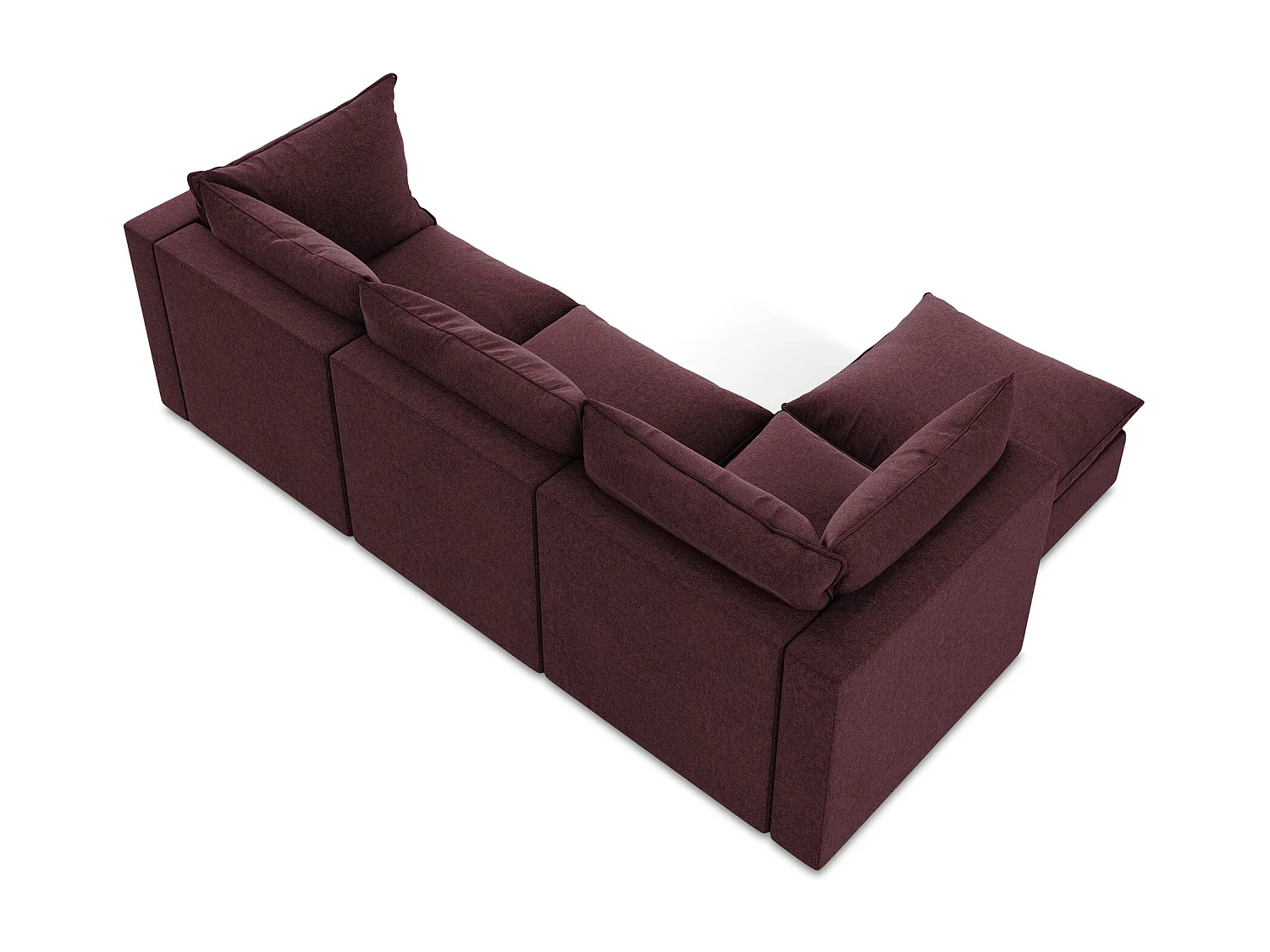 3-Sitzer Modulares Ecksofa - Ecke Links - Samt - Burgund - MANAO