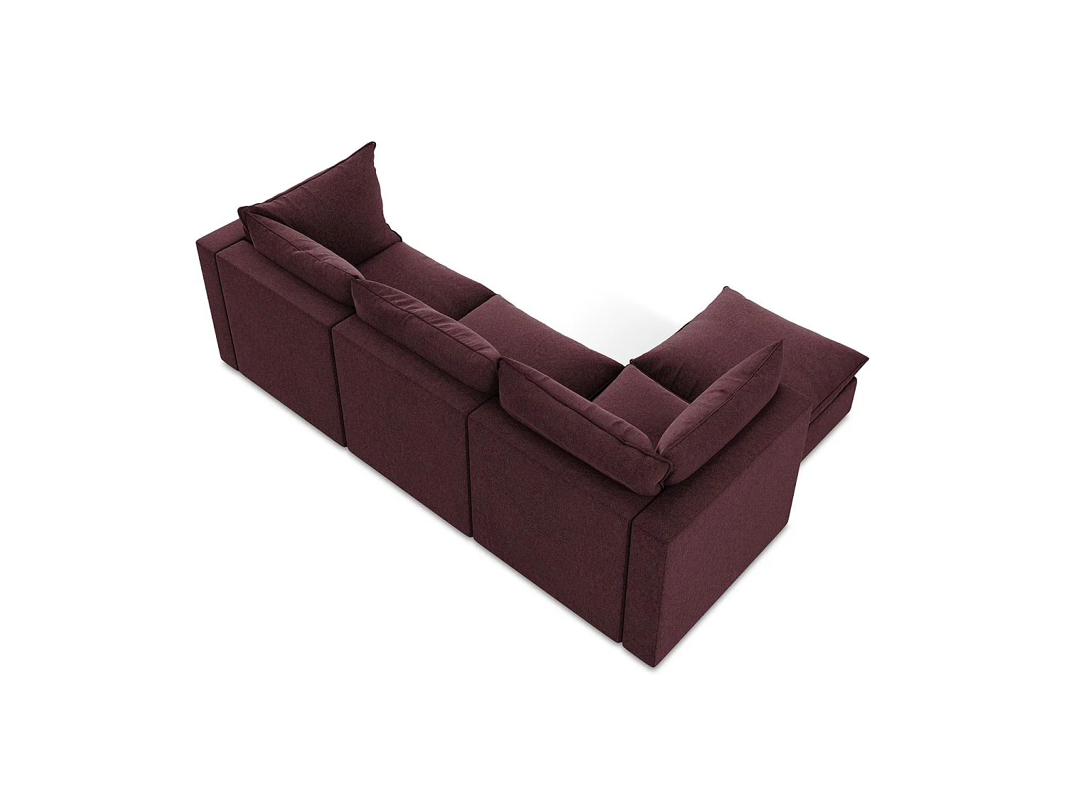 Modulaire hoekbank links van bourgondië velours - RAVENNA