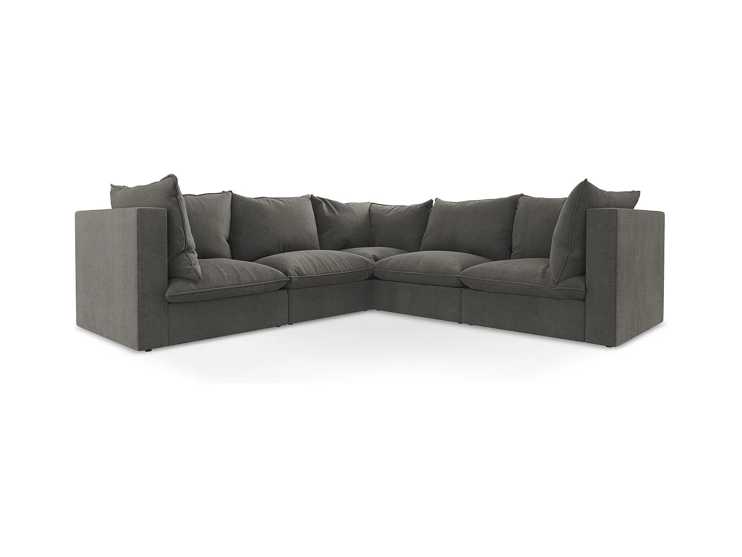 Modulares Ecksofa - - Strukturstoff - Dunkelgrau - MANAO