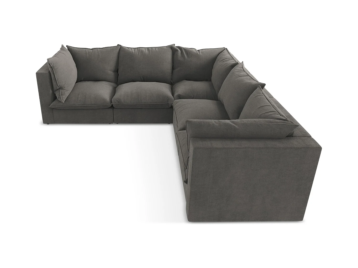 Canapé d'angle 4 places modulaire en tissu texturé - gris foncé - MANAO