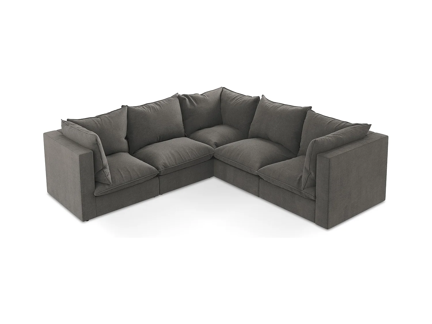 Canapé d'angle 4 places modulaire en tissu texturé - gris foncé - MANAO