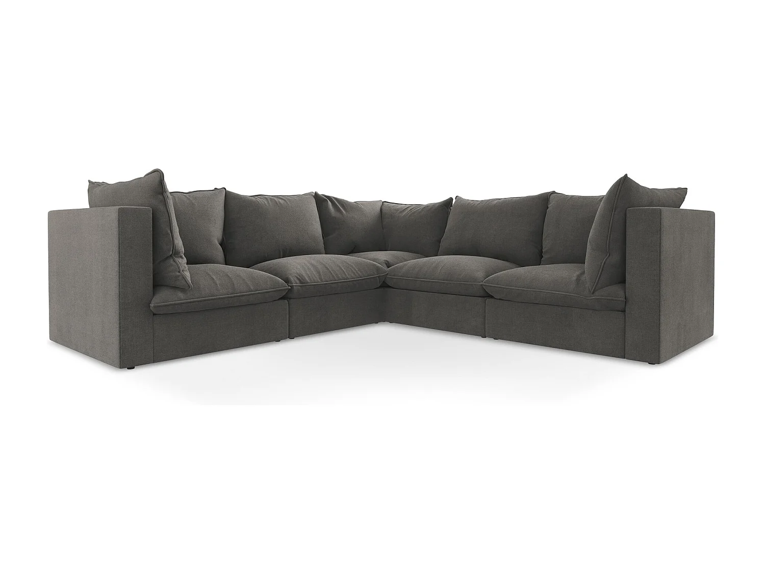Modulares Ecksofa - - Strukturstoff - Dunkelgrau - MANAO