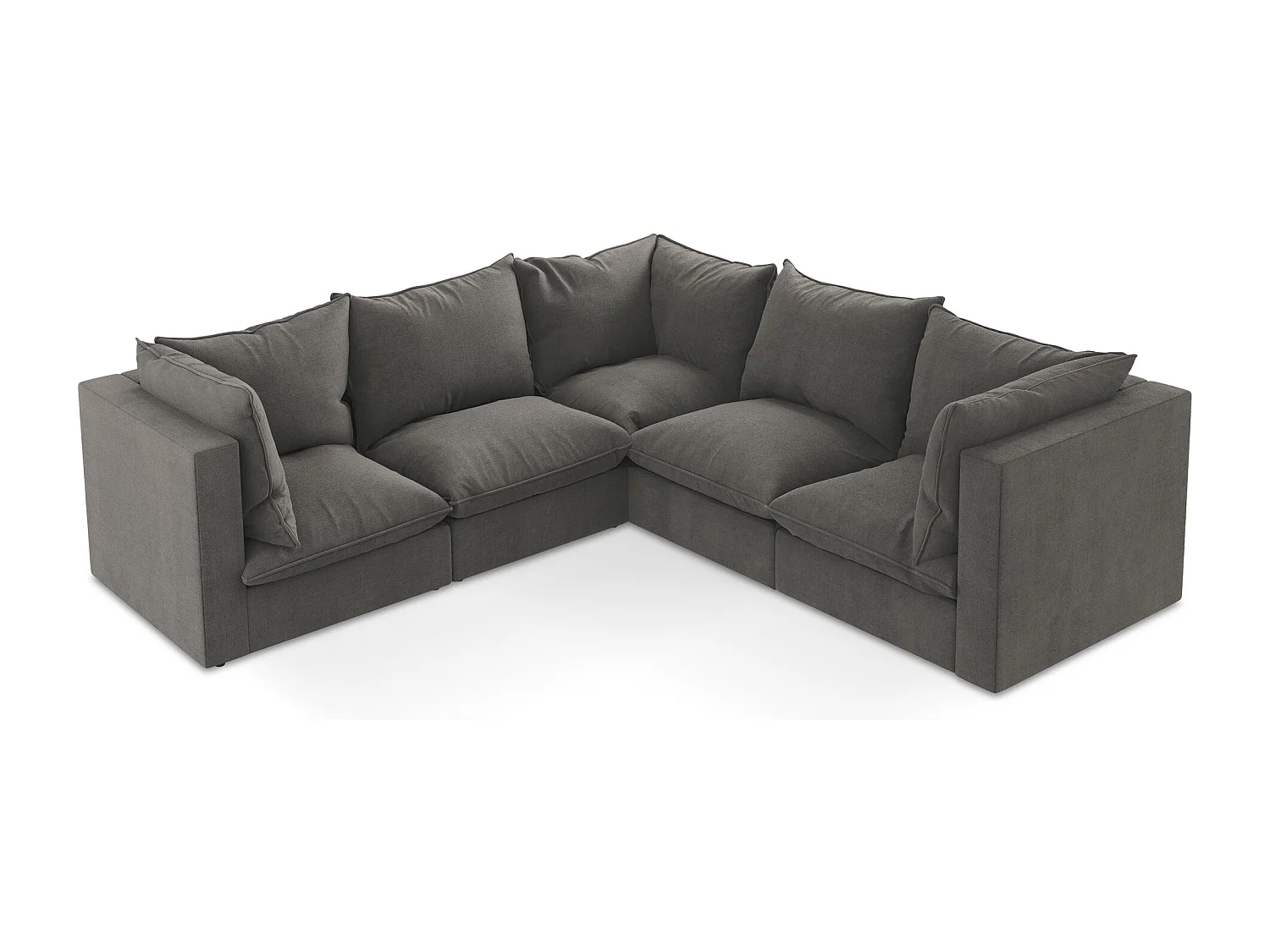 Modulares Ecksofa - - Strukturstoff - Dunkelgrau - MANAO